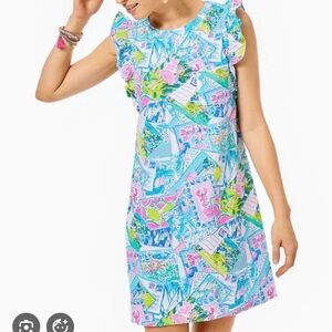 NWT Lilly Pulitzer Laina Dress Wish You Were Here Palm Beach L